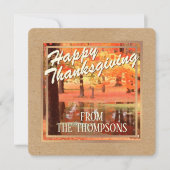 カスタム森の水の色ハッピー感謝祭 シーズンカード (正面)