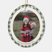 カスタム森の緑のプライド写真素朴クリスマス セラミックオーナメント (左)