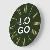カスタム森林の緑のロゴまたはイメージ ラージ壁時計 (傾斜)