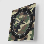 カスタム森迷彩柄壁時計 スクエア壁時計 (傾斜)