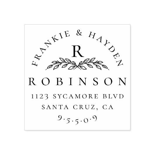 カスタム植物単図 |の結婚差出人住所 ラバースタンプ (インプリント)