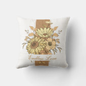 カスタム植物名ピロー – ホワイト&ブラウン クッション (裏面)