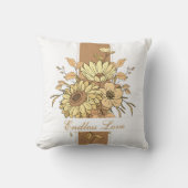 カスタム植物名ピロー – ホワイト&ブラウン クッション (正面)