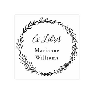 カスタム植物学リースEx Librisスクリプト名 ラバースタンプ