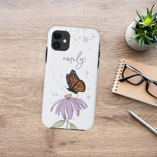 カスタム植物性バタフライパープルコーン花 iPhone 11 ケース