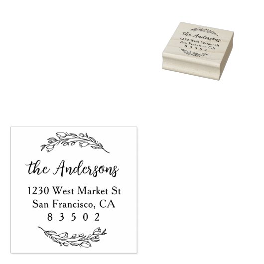 カスタム植物系名台本差出人住所 ラバースタンプ (押印)