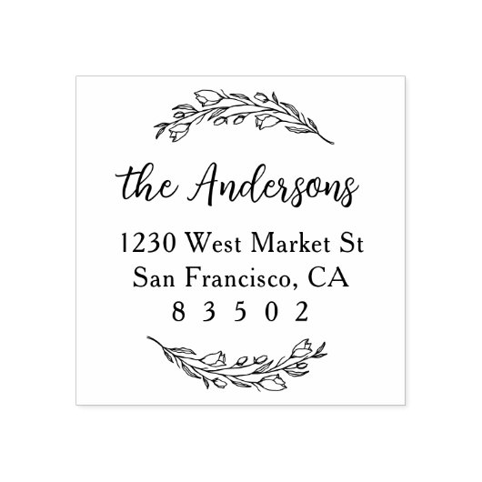 カスタム植物系名台本差出人住所 ラバースタンプ (インプリント)