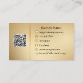 カスタム業務用エレガントカード金ゴールドQRコードおよびロゴ 名刺 (裏面)