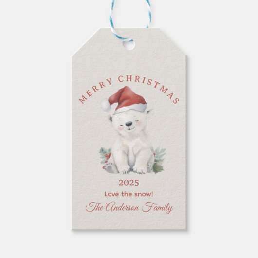 カスタム極熊の水の色クリスマスの雰囲気ギフト ギフトタグ (正面)