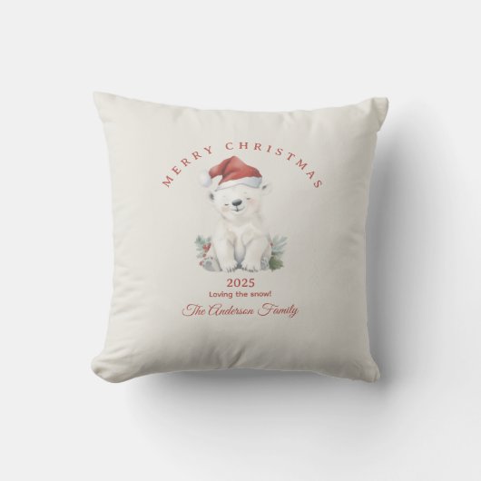 カスタム極熊の水の色クリスマスの雰囲気ギフト クッション (正面)