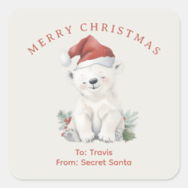 カスタム極熊の水の色クリスマスの雰囲気ギフト スクエアシール