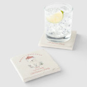 カスタム極熊の水の色クリスマスの雰囲気ギフト ストーンコースター (横)