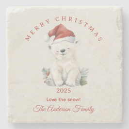 カスタム極熊の水の色クリスマスの雰囲気ギフト ストーンコースター