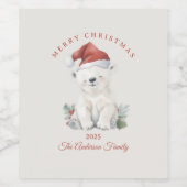 カスタム極熊の水の色クリスマスの雰囲気ギフト ワインラベル (シングルラベル)