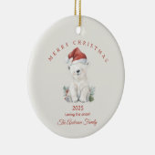 カスタム極熊の水の色クリスマス写真ギフト セラミックオーナメント (右)