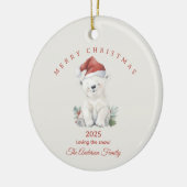 カスタム極熊の水の色クリスマス写真ギフト セラミックオーナメント (左)