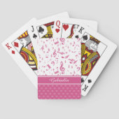 カスタム楽譜ノートとハートパターンピンク白 トランプ (裏面)