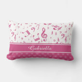 カスタム楽譜ノートとハートパターンピンク白 ランバークッション (正面)