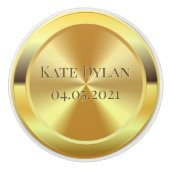 カスタム模擬彫刻金ゴールド セラミックノブ (正面)