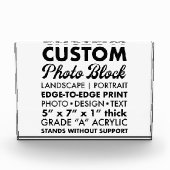 カスタム横向きパーソナライズされたフォトブロック7" x 5" フォトブロック (正面)
