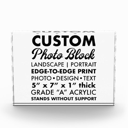カスタム横向きパーソナライズされた写真の重さ フォトブロック (正面)