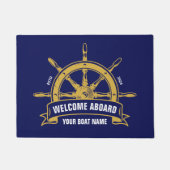 カスタム歓迎ホイ航海のルブルー金ゴールド ドアマット (正面)