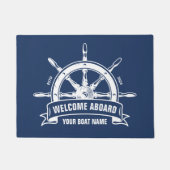 カスタム歓迎航海の船ホイールブルー ドアマット (正面)