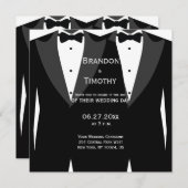 カスタム正方形の白黒ゲイ結婚式の招待 招待状 (正面/裏面)