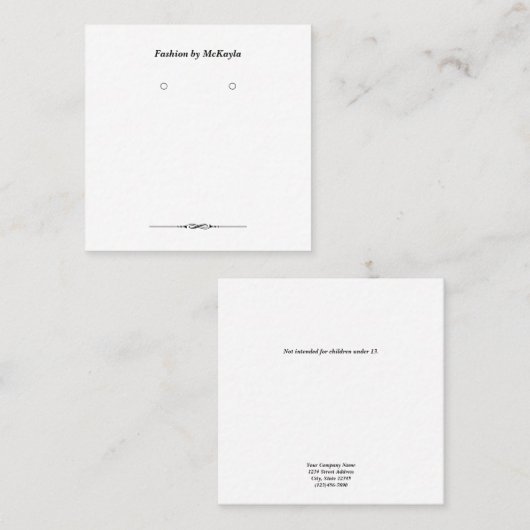 カスタム正方形クラシックイヤリング表示カード 予約カード (正面/裏面)