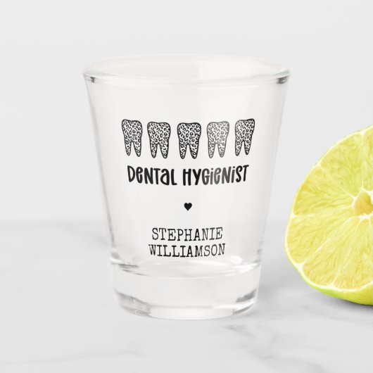 カスタム歯科衛生ヒョウ印字歯 ショットグラス (正面)