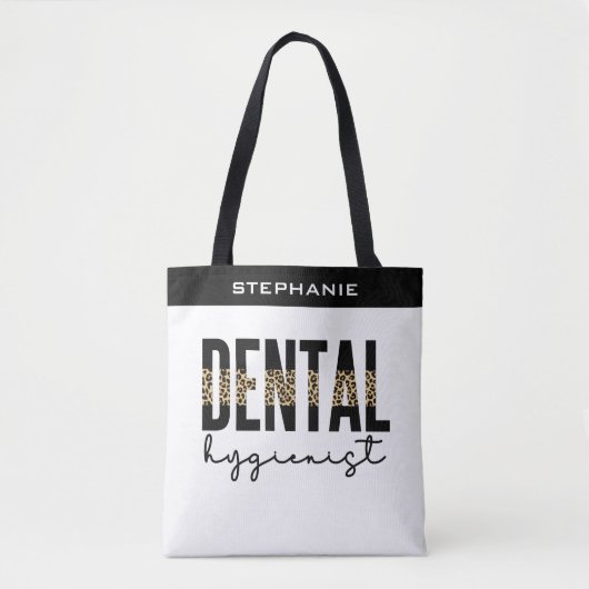 カスタム歯科衛生士チータプリント贈答品 トートバッグ (正面)