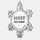 カスタム歯科衛生士レオパード歯 スノーフレークピューターオーナメント (右)