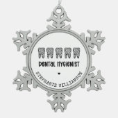 カスタム歯科衛生士レオパード歯 スノーフレークピューターオーナメント (正面)