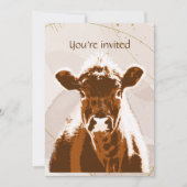 カスタム歳の誕生日パーティーブラウンカウファーム動物 招待状 (正面)