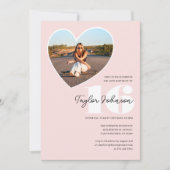 カスタム歳の誕生日パーティー写真ハートピ10代のンク 招待状 (正面)