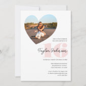 カスタム歳の誕生日パーティー写真ハート白10代の色 招待状 (正面)