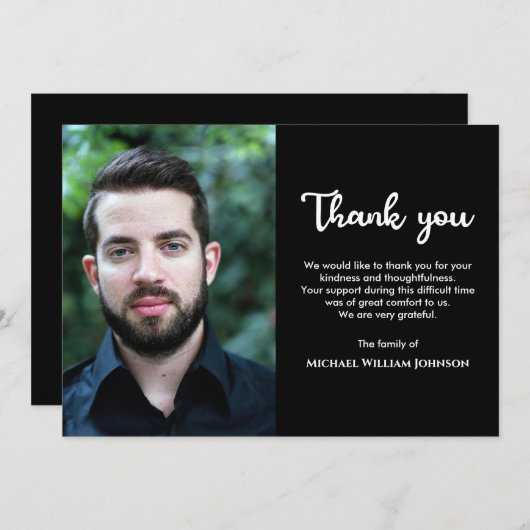カスタム死別悔やみや弔慰記念 サンキューカード (正面/裏面)