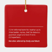 カスタム母の定義モダン赤い休日 セラミックオーナメント (裏面)