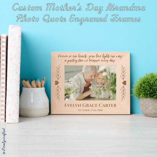 カスタム母の日おばあちゃんの写真引用文 レーザー彫刻フレーム