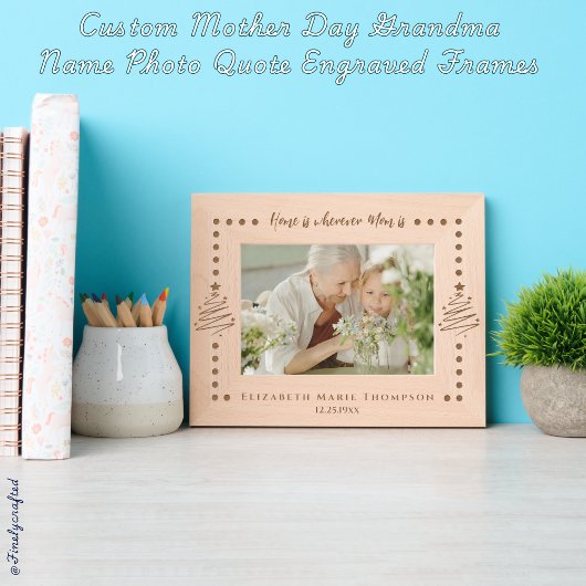 カスタム母の日おばあちゃんの名前フォト引用文 レーザー彫刻フレーム