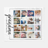 カスタム母の日おばあちゃん16フォトコラージュ フリースブランケット (正面(横))