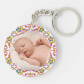 カスタム母の日の夏ピンク緑のギフトフォト キーホルダー (裏面)