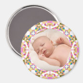 カスタム母の日の夏ピンク緑のギフトフォト マグネット (正面/裏面)