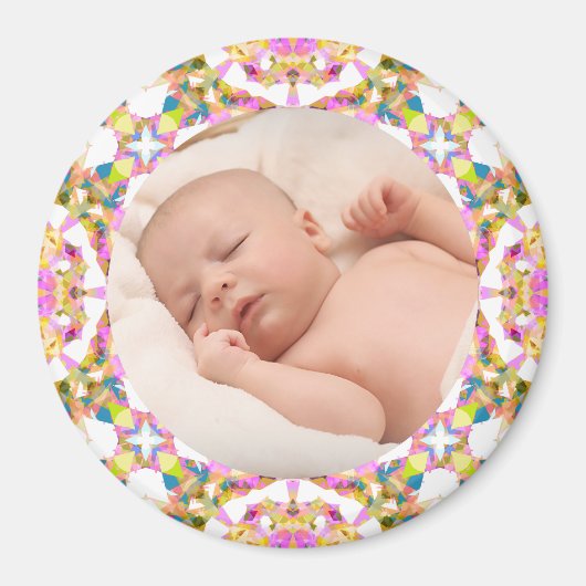 カスタム母の日の夏ピンク緑のギフトフォト マグネット (正面)