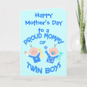 カスタム母の日の母の双子の少年 カード (正面)