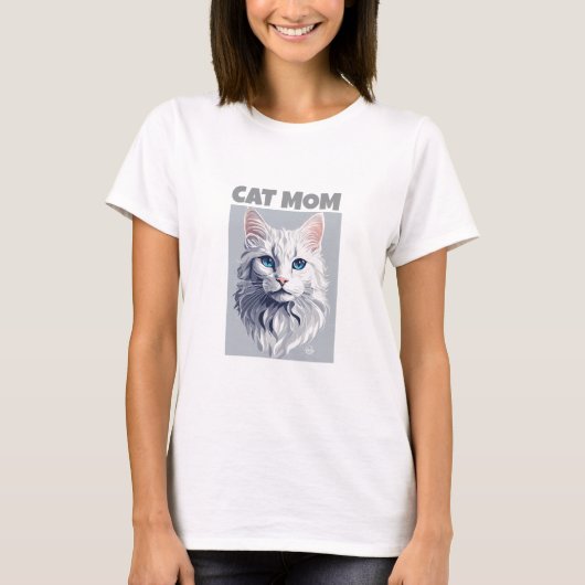 カスタム母の日の贈り物を目的とした猫の母のシャツ Tシャツ (正面)