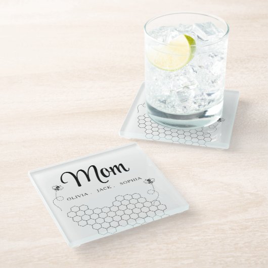 カスタム母の日の贈り物Bee ガラスコースター (アングル)