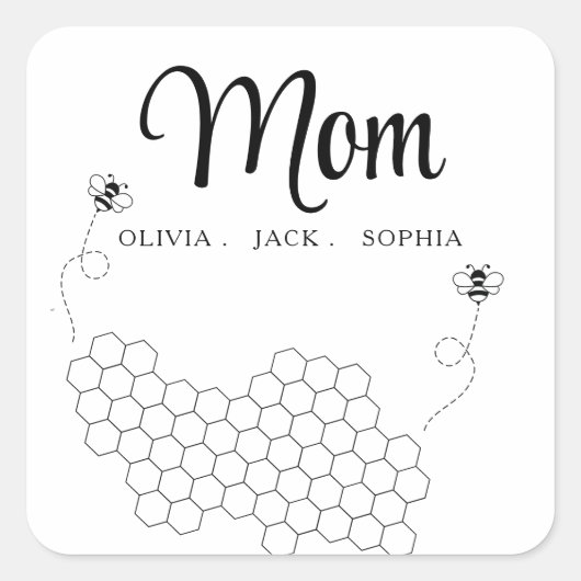 カスタム母の日の贈り物Bee スクエアシール (正面)
