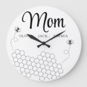 カスタム母の日の贈り物Bee ラージ壁時計 (正面)