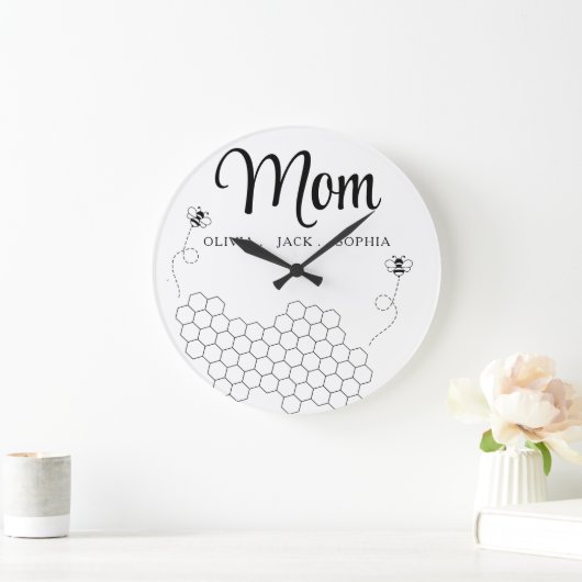 カスタム母の日の贈り物Bee ラージ壁時計 (ホーム)